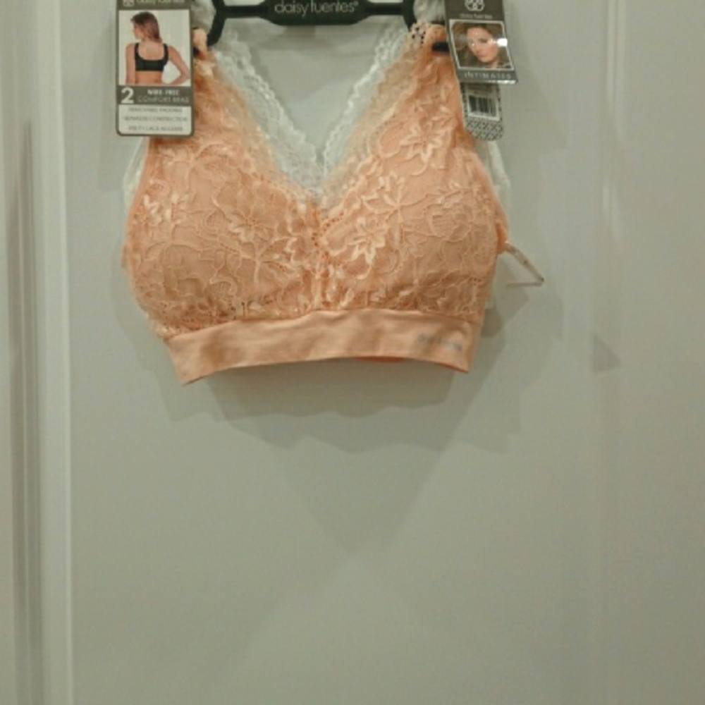 Daisy Fuentes White & peach Lace Longline Bra set! - Picture 9 of 13